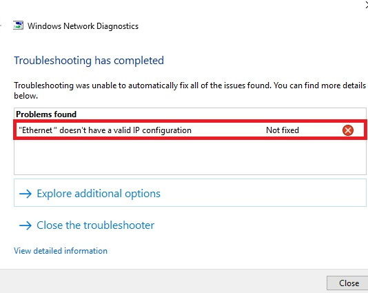 How to Fix Ethernet Doesn't Have a Valid IP Configuration Error