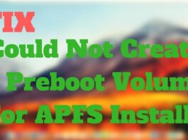 Could Not Create A Preboot Volume For APFS Install