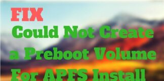 Could Not Create A Preboot Volume For APFS Install