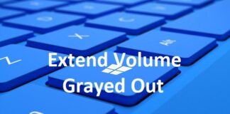 Extend Volume Grayed Out