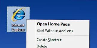 Start IE Without Add Ons